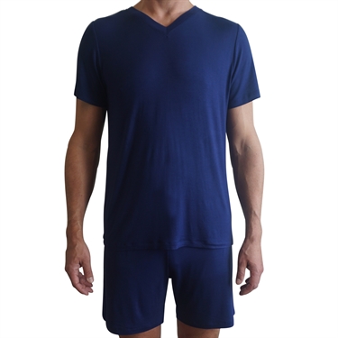Herr Pyjamasöverdel med kort ärm - mörkblå XL