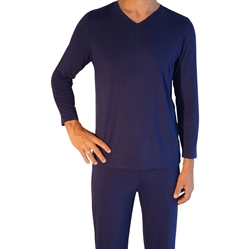 Herr Pyjamasöverdel med lång ärm - mörkblå XL